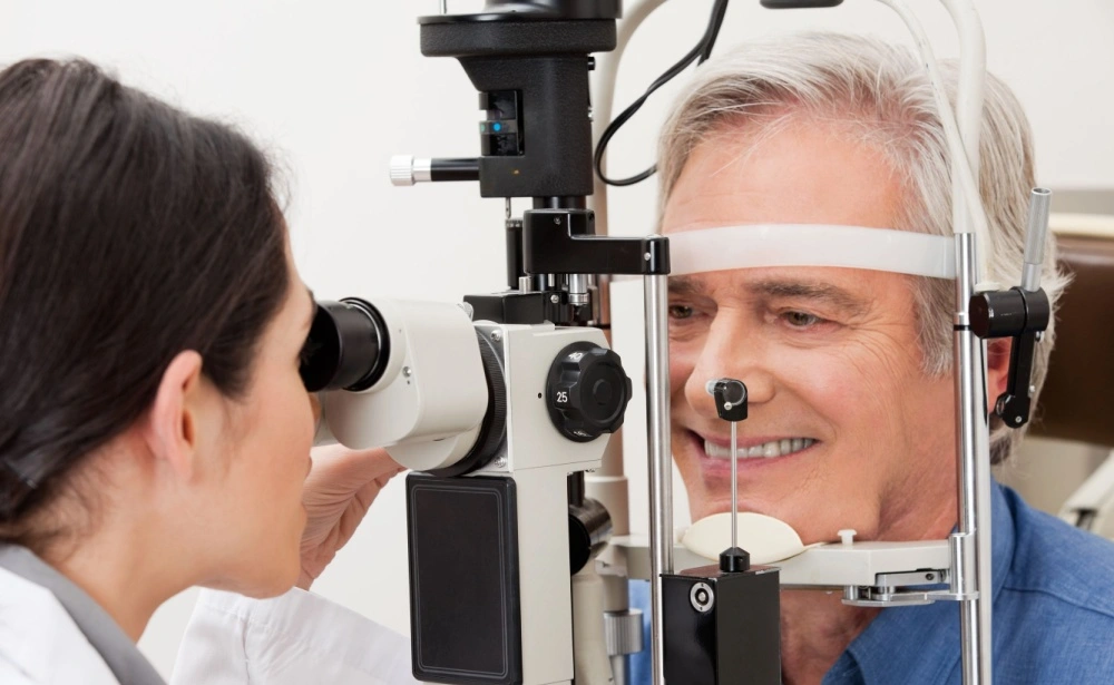 senior man during eye exam