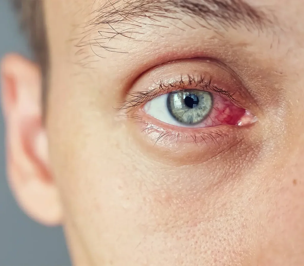 man with cornea infection